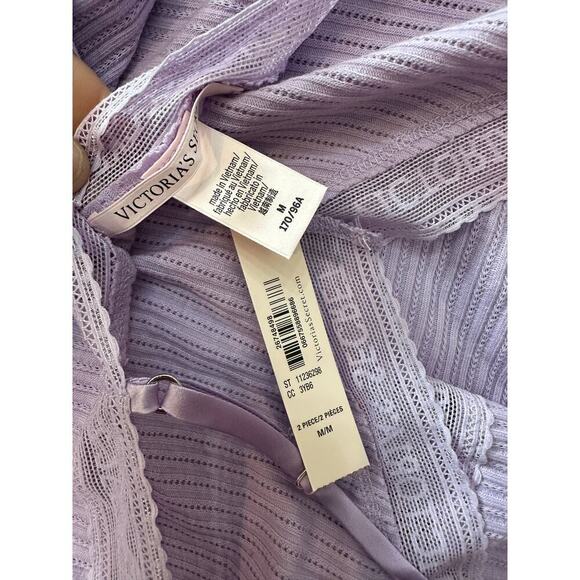 NWT Victoria's Secret Purple Lace-Trim Pointelle Cami & Shorts Set Size Medium - Picture 8 of 10